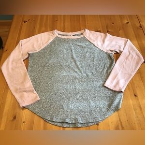 PINK & GRAY BASEBALL SWEATER SWEATSHIRT SIZE M SO SOFT & COMFY!